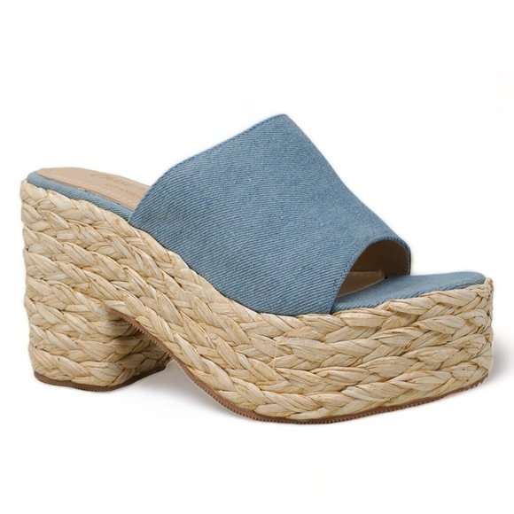 Slip On High Heel Slides Espadrille Flatform Sandals Mules for Women - Picture 2 of 4